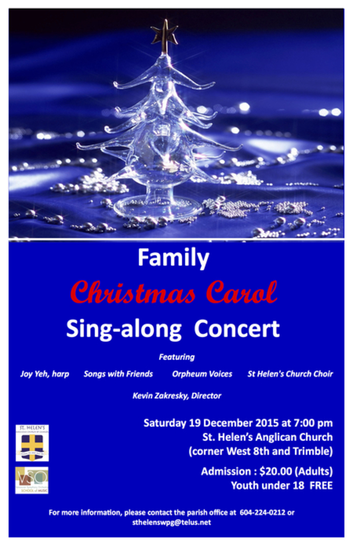 Family Christmas Carol Singalong Concert in Vancouver, BC Diocese of