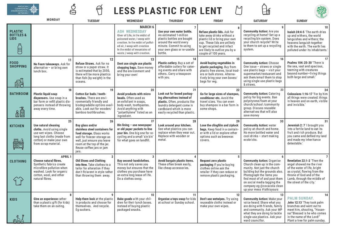 Less Plastics For Lent Calendar Unit Groups